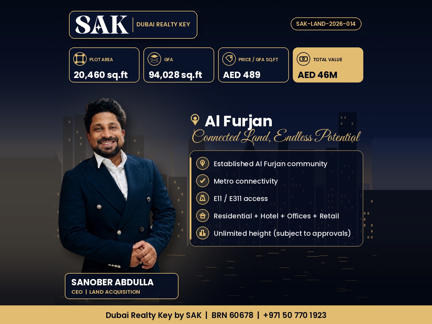 Al Furjan Mixed-Use Plot with Metro Connectivity