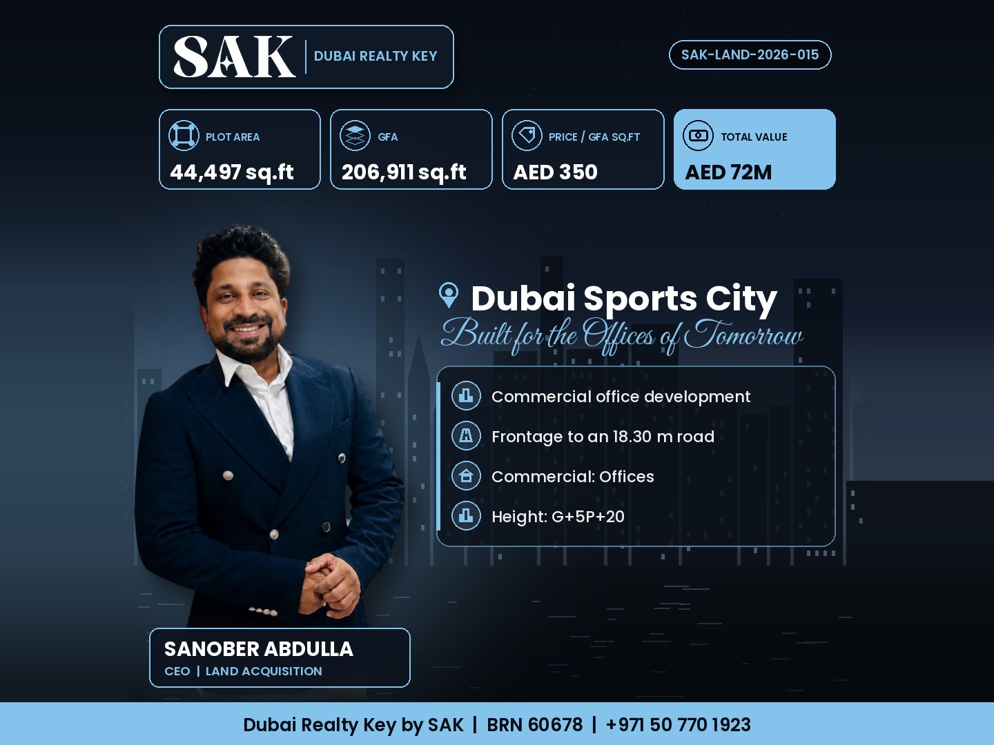 Dubai Sports City Commercial Office Plot